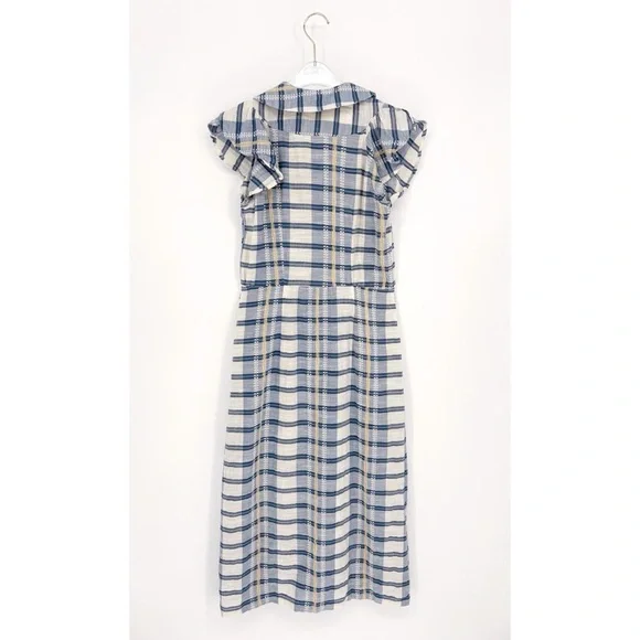 ACE & JIG Ophelia Button-Down Plaid Midi Dress in Honor Blue XS - Picture 8 of 13